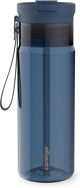 בקבוק מים מפלסטיק Tritan עם רצועת נשיאה וליד 2 ב-1 Contigo DualSip 710 מ"ל