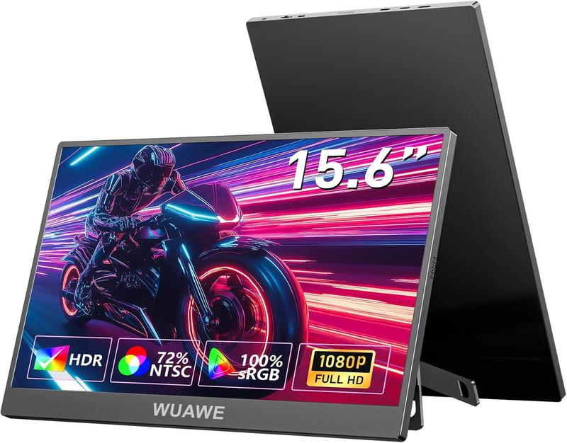 מסך נייד 15.6 אינץ' WUAWE עם מעמד מובנה וחיבורים USB-C ו-HDMI