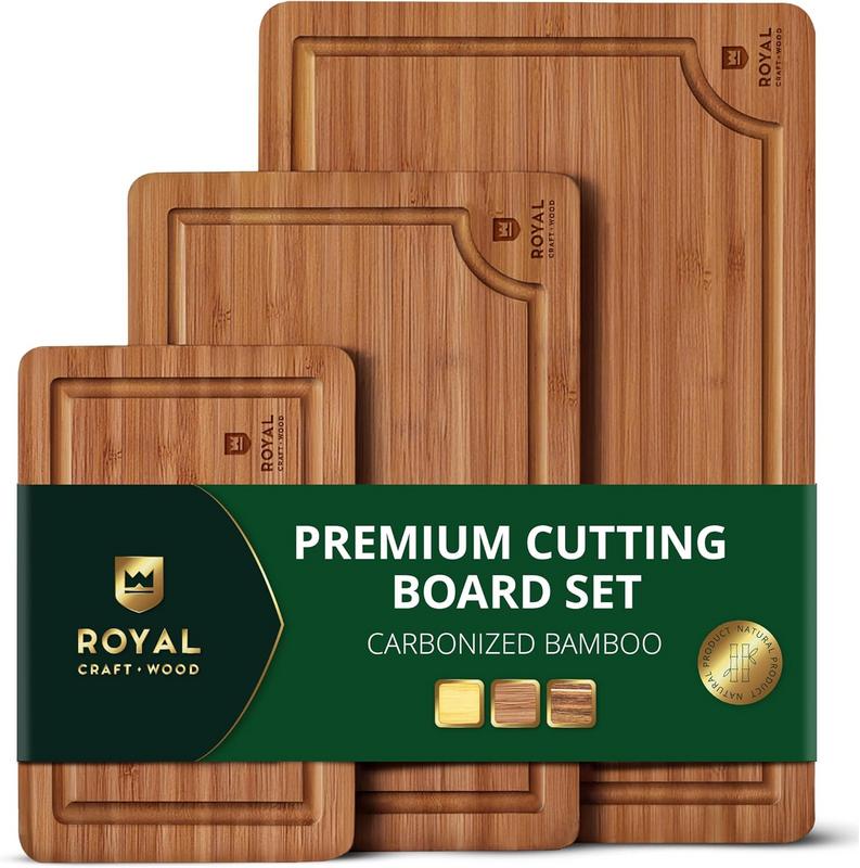 סט קרשי חיתוך מעץ במבוק ROYAL CRAFT WOOD בשלושה גדלים