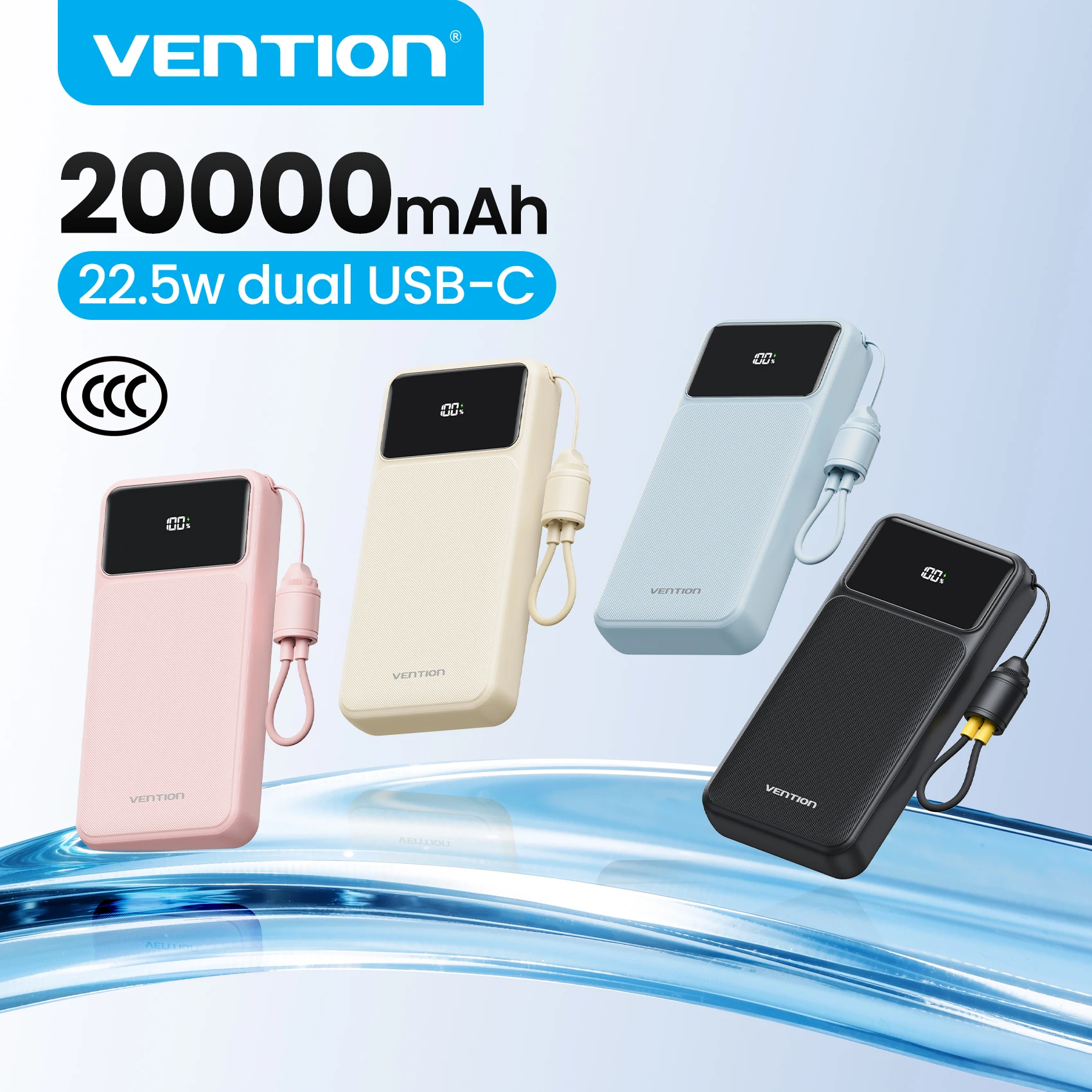 סוללת גיבוי ניידת Vention CCC 20000mAh 22.5W