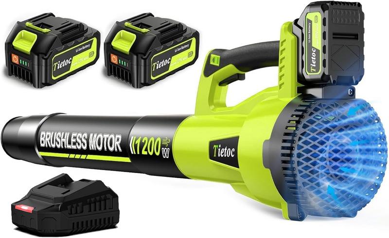 מפוח עלים נטען לגינה Tietoc 1200W עם 2 סוללות 5.0Ah