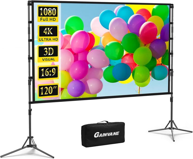 מסך הקרנה 120 אינץ' עם מעמד GAINVANE מתקפל ונייד