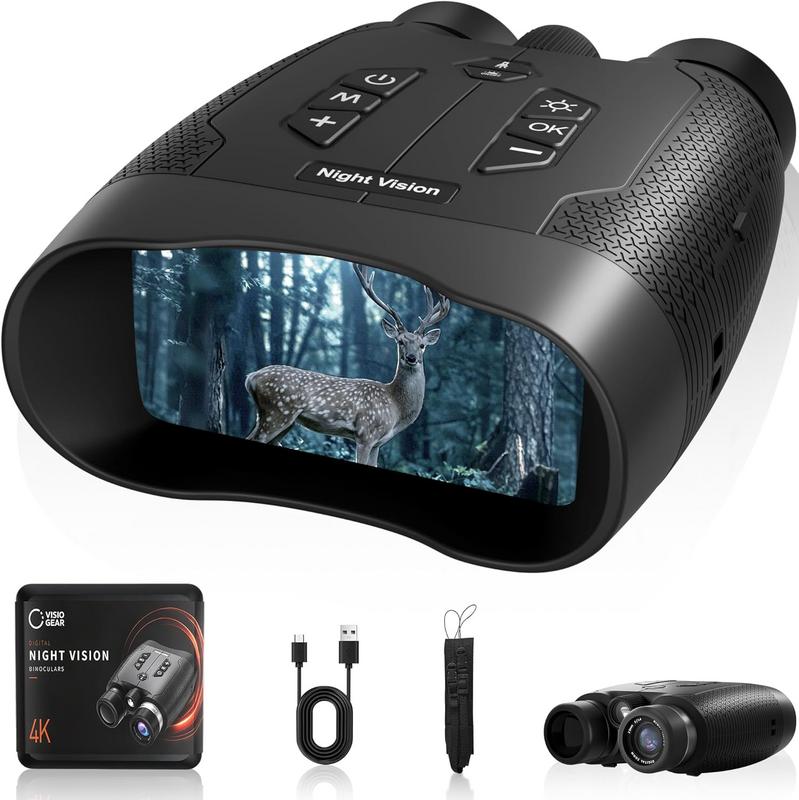 משקפת ראיית לילה VISIOGEAR למבוגרים 4K עם צילום והקלטה