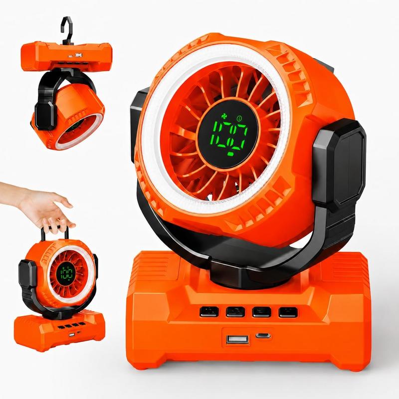 מאוורר קמפינג נטען 3 ב-1 עם סוללה 20000mAh