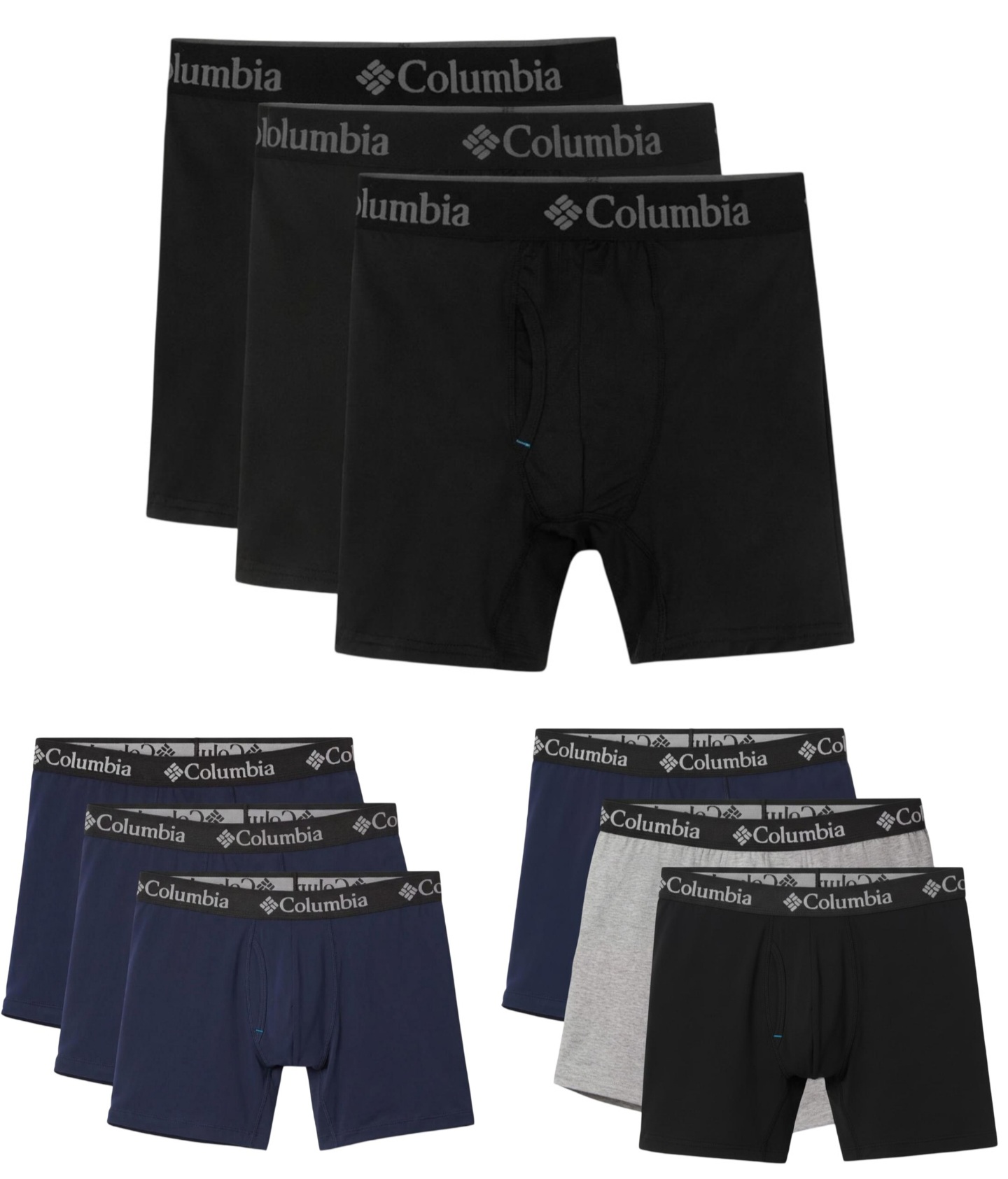 מארז שלישיית תחתוני בוקסר לגברים Columbia Poly Stretch 3pk בשלושה צבעים לבחירה ומגוון מידות
