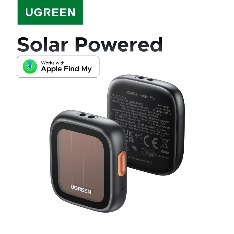 תג איתור חפצים נטען סולארית UGREEN Finder Pro לאייפון בלבד