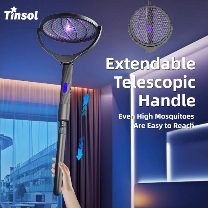 מחבט יתושים חשמלי נטען עם ידית הארכה TINSOL