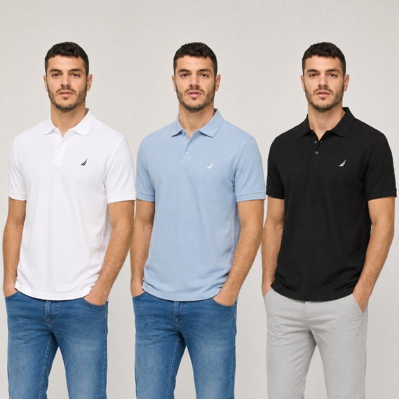 מארז 3 חולצת פולו מבית Nautica בשלושה צבעים לבחירה
