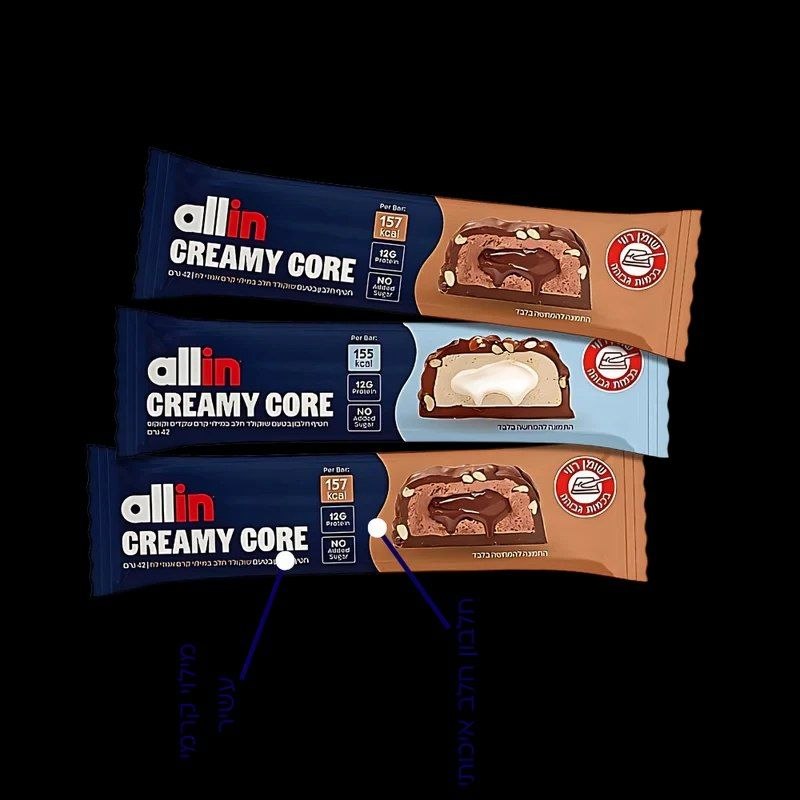 חטיפי חלבון ליבת קרם אול אין 18 י״ח | Allin Creamy Core