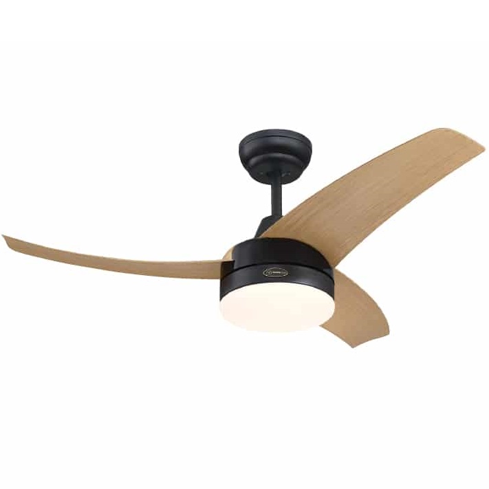 מאוורר תקרה 42 אינץ' עם שלט ותאורת LED 24W Westinghouse Longwood שחור/מייפל