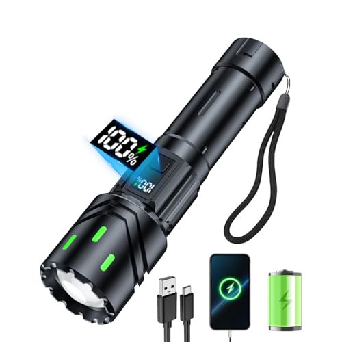 פנס LED נטען עוצמתי עם תצוגת LCD