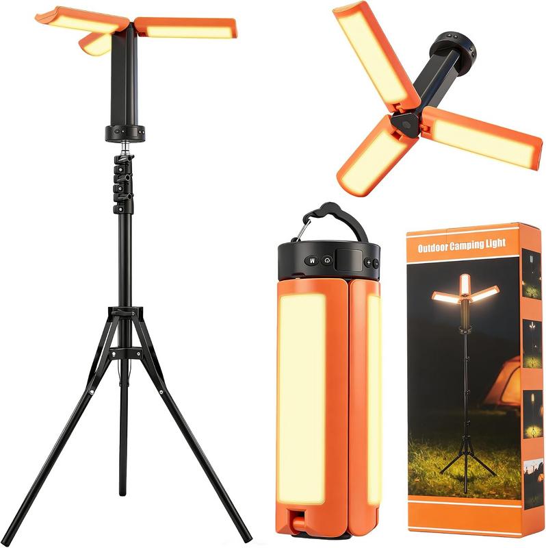 פנס קמפינג טלסקופי נטען SakerNeo עם סוללת 15600mAh ו-3 ראשי תאורה