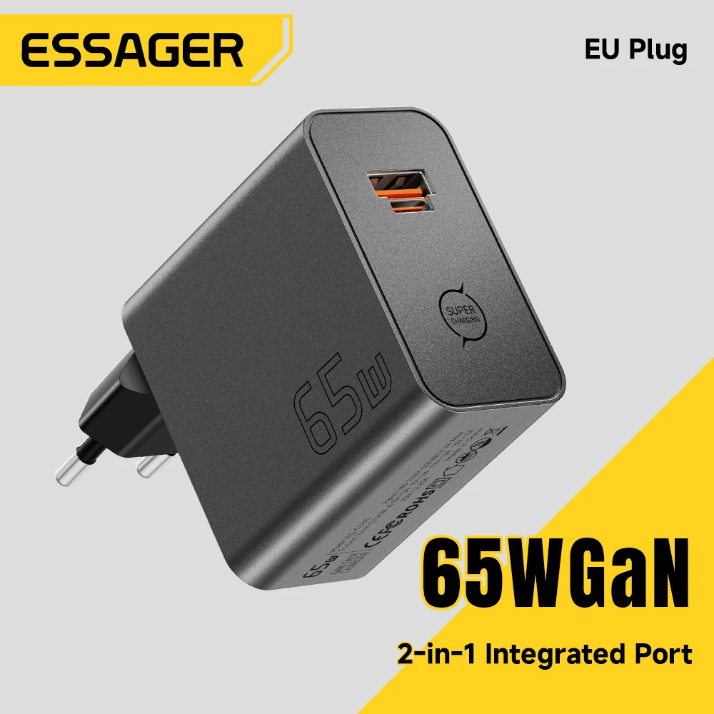 מטען מהיר 65W GaN עם פורט היברידי ESSAGER
