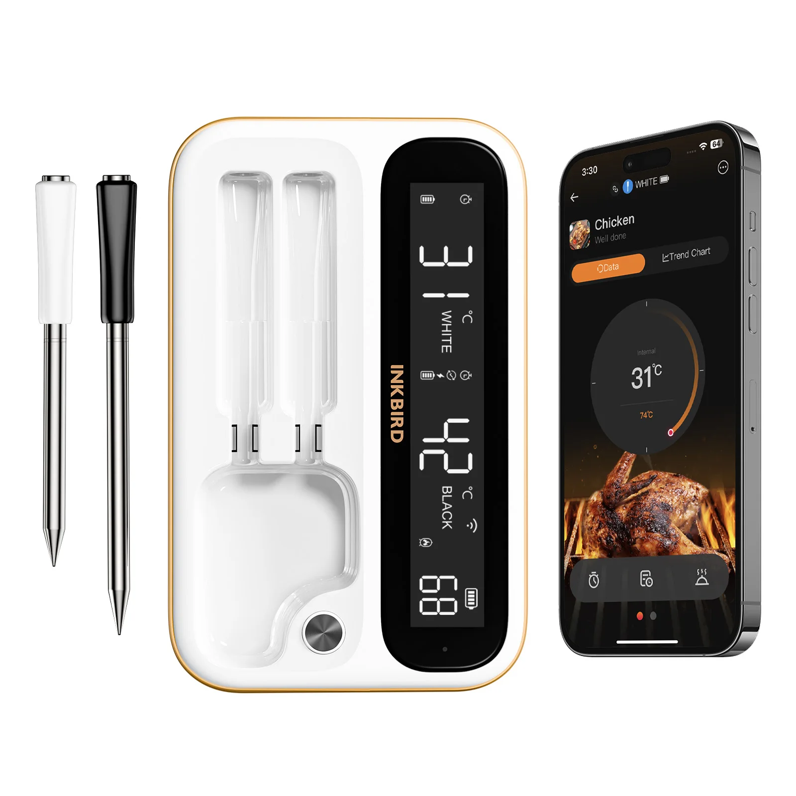 מד חום גריל דיגיטלי INKBIRD INT-12-BW עם WiFi ו-Bluetooth