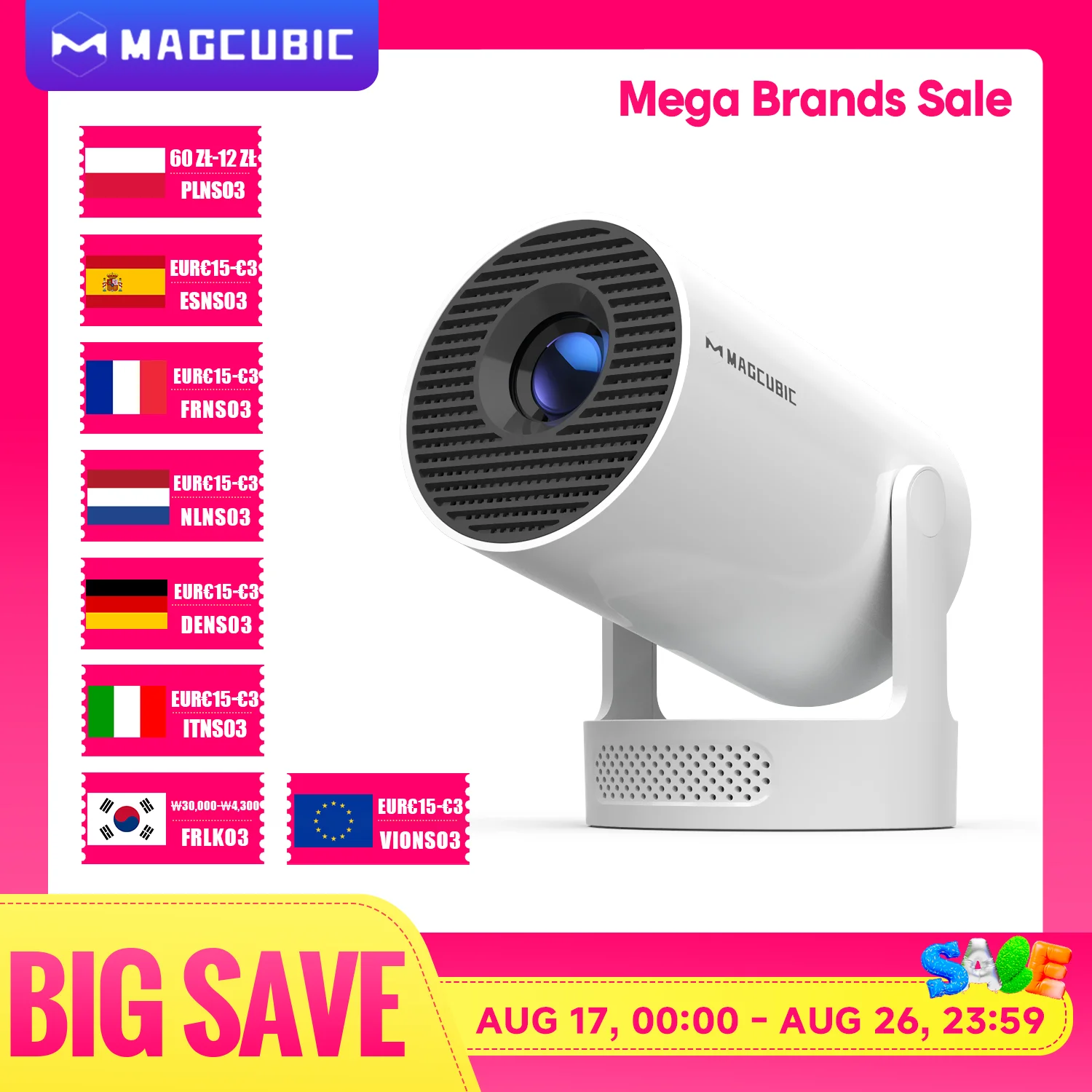 מקרן נייד 8K Magcubic HY300 Pro + עם Wifi6 ואנדרואיד 14