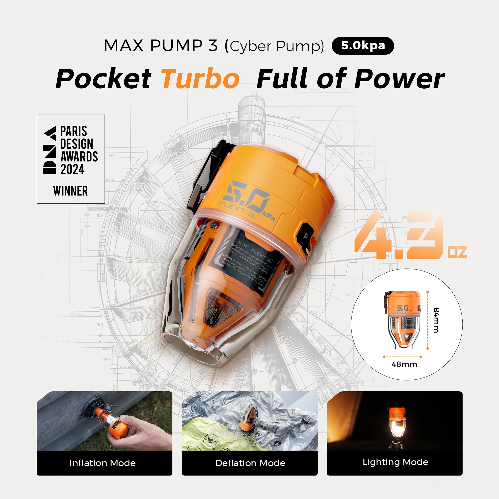 משאבת אוויר נטענת קומפקטית במיוחד FLEXTAIL MAX PUMP 3