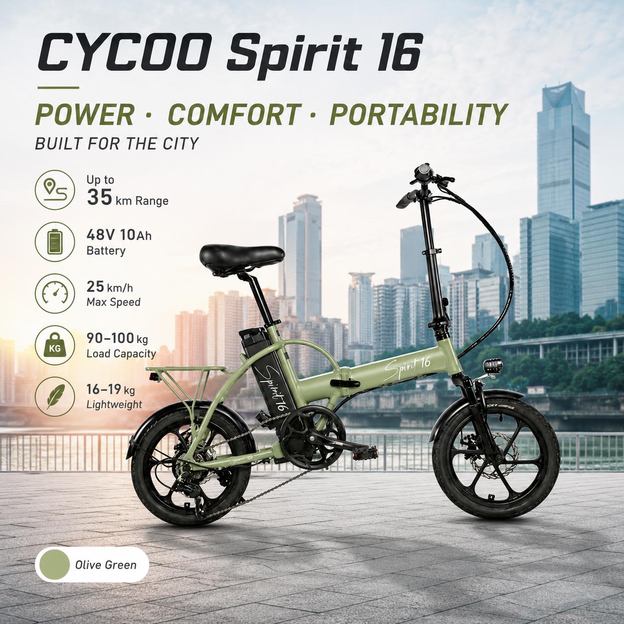 אופניים לשמליים 16 אינץ' במשלוח מקומי CYCOO SPIRIT 16 Inch 48V 10Ah