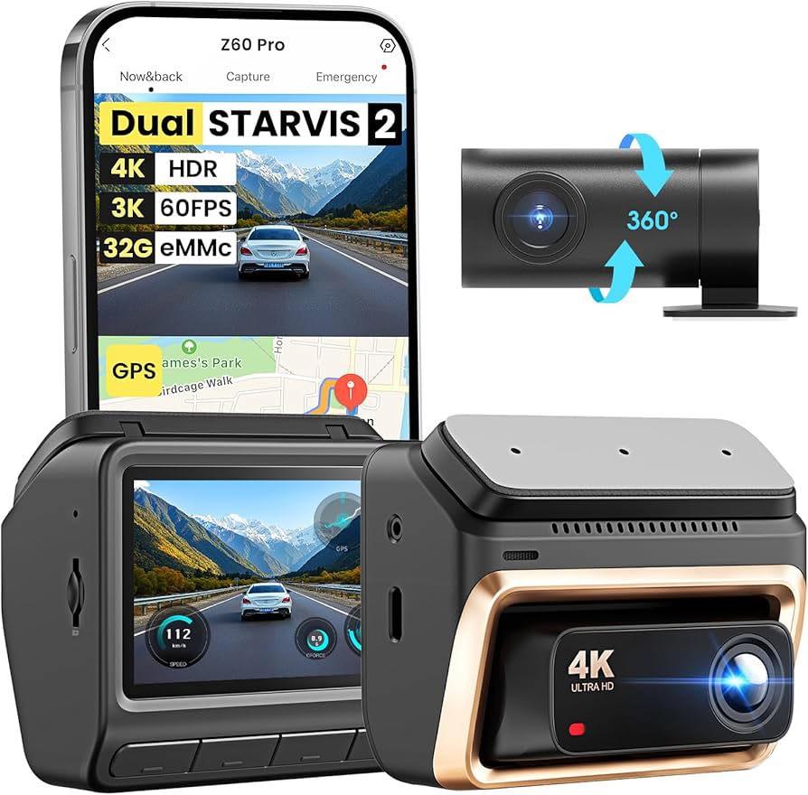 מצלמת דרך לרכב DDPAI Z60 Pro 4K 2 – דגם 2 ערוצים (מצלמה קדמית + אחורית)