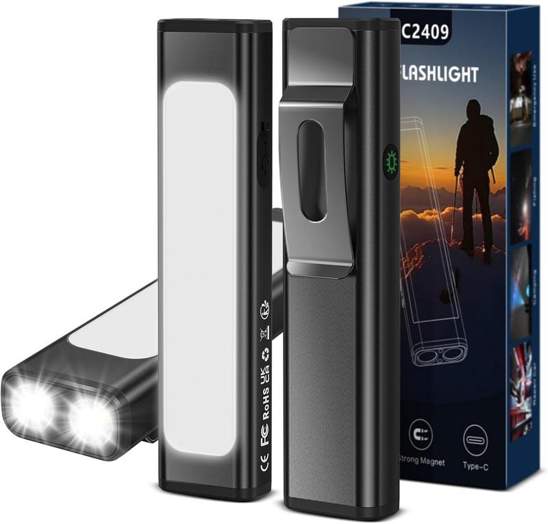 פנס שטוח נטען קומפקטי EDC 1200 לומן (שחור, זוג)