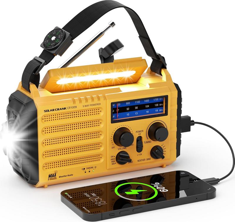 רדיו חירום עם סוללה סולארית PPLEE Emergency Weather Radio