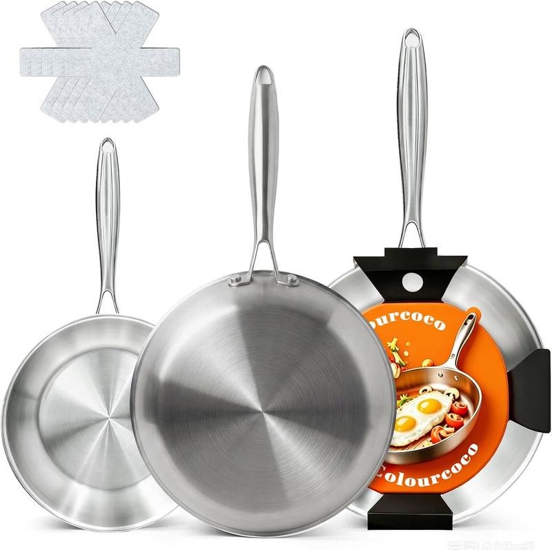 סט מחבתות נירוסטה 3 שכבות 20/26/30 ס"מ Non Stick