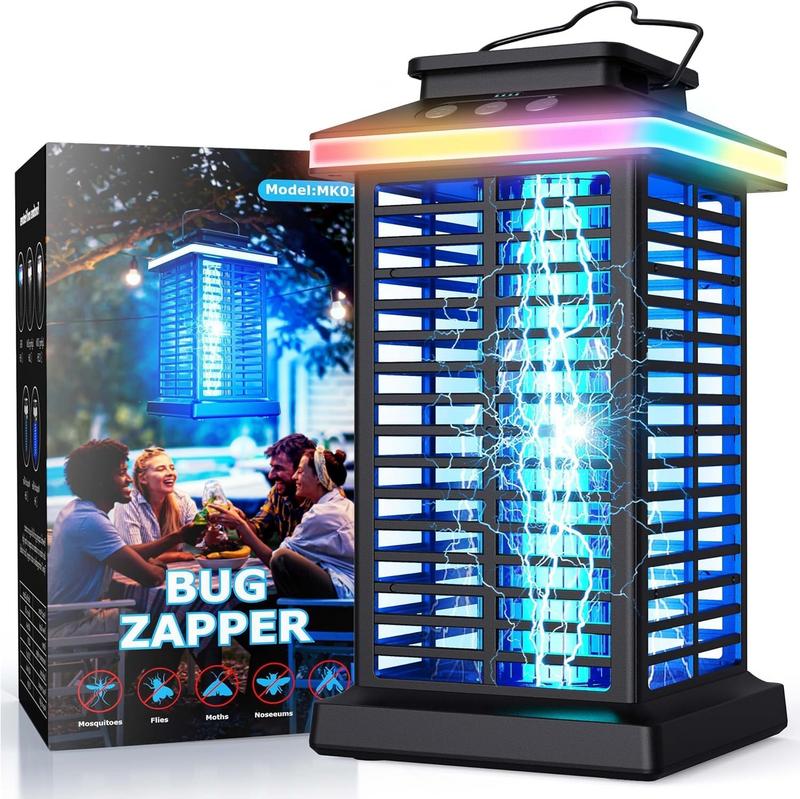 קטלן יתושים חשמלי נטען 3 ב-1 עם תאורה Bug Zapper Outdoor 5000mAh