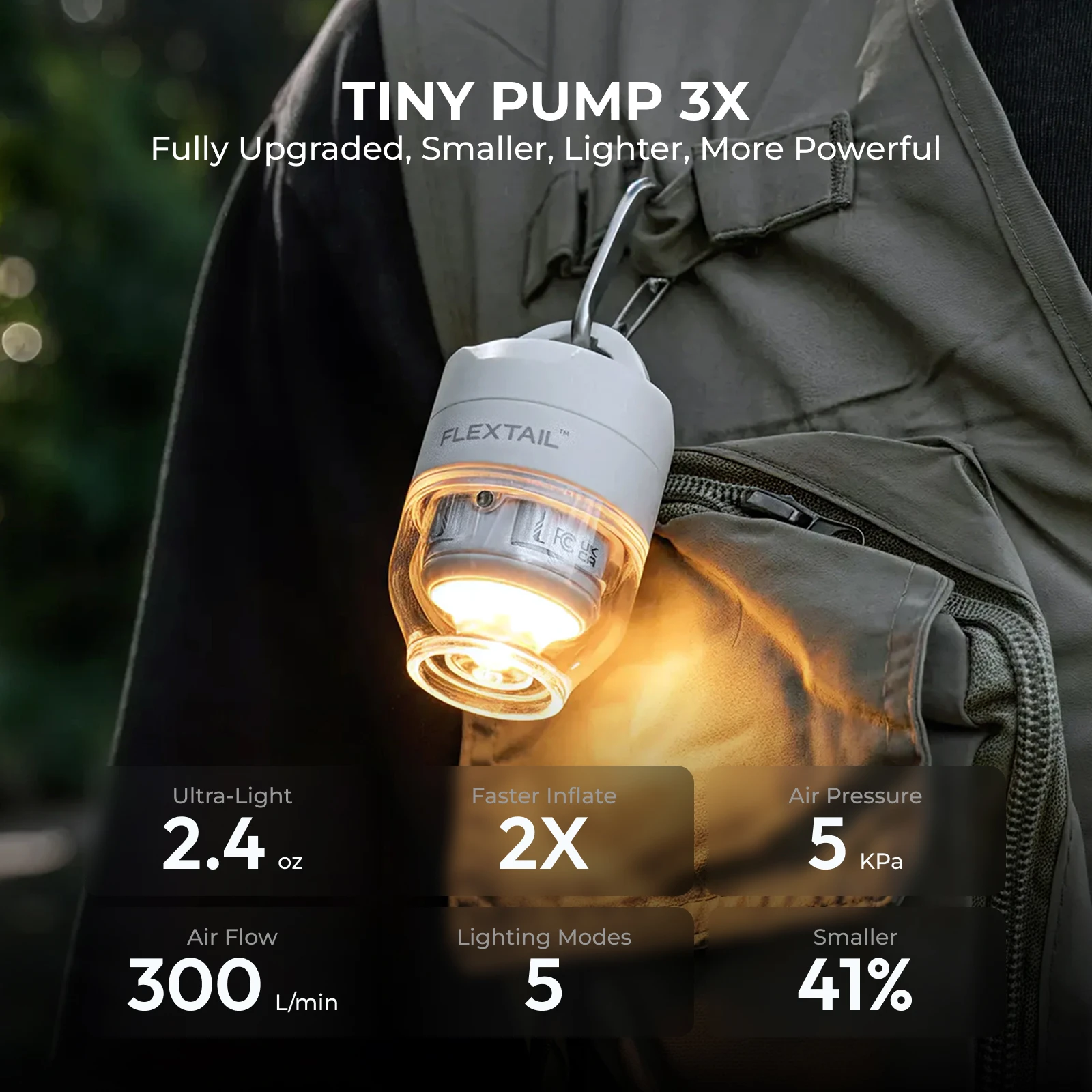 משאבת אוויר קומפקטית FLEXTAIL TINY PUMP 3X עם תאורה