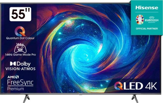 טלוויזיה חכמה 55 אינץ׳ UHD 4K Hisense QLED+DLED 55E7KQ PRO