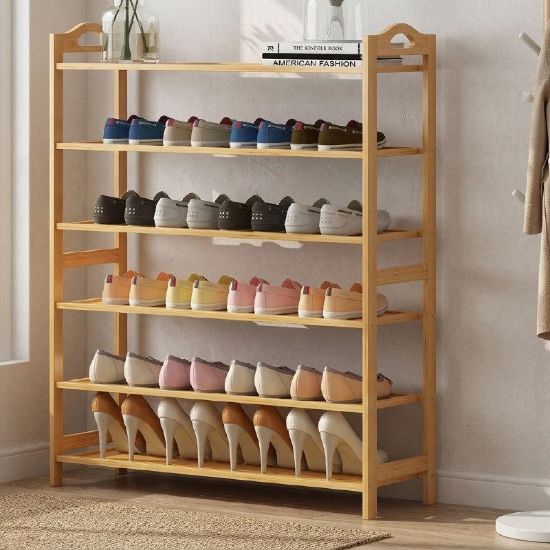 ארון נעליים עץ במבוק 6 קומות Small shoes