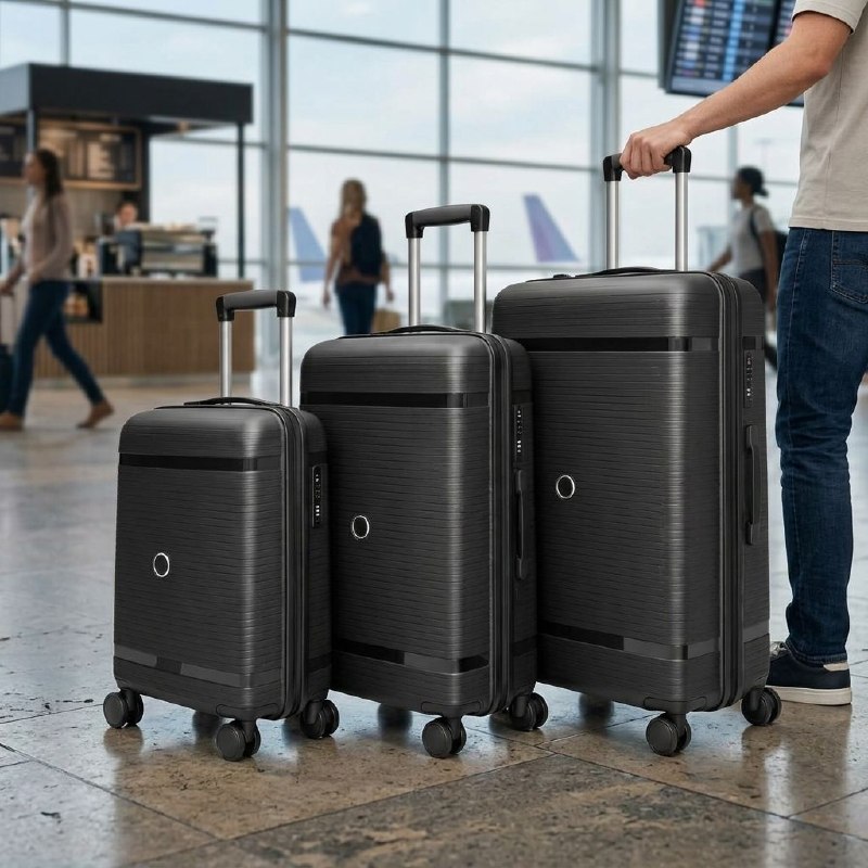 סט מזוודות קשיחות לא שבירות פולפרופילן מבית Swiss Sky דגם גל