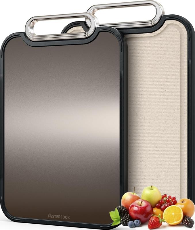 קרש חיתוך דו-צדדי למטבח ASTERCOOK Titanium בגודל 41×28 ס"מ