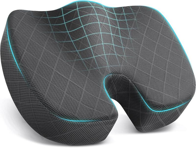 כרית מושב אורתופדית לישיבה ארוכה TushGuard Memory Foam – אפור, גדולה