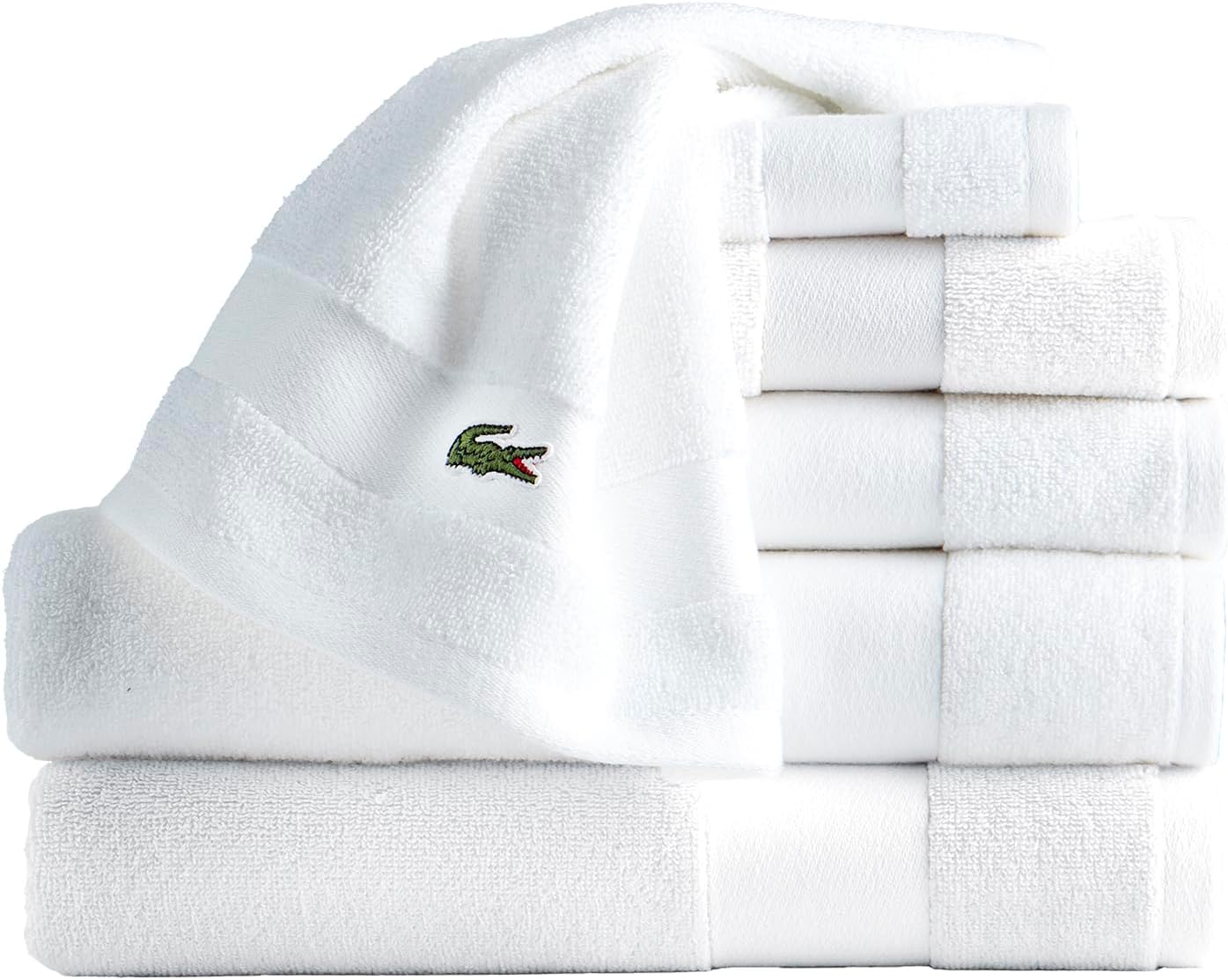 סט מגבות יוקרתיות 6 חלקים Lacoste Sport Stripe 100% כותנה סופימה