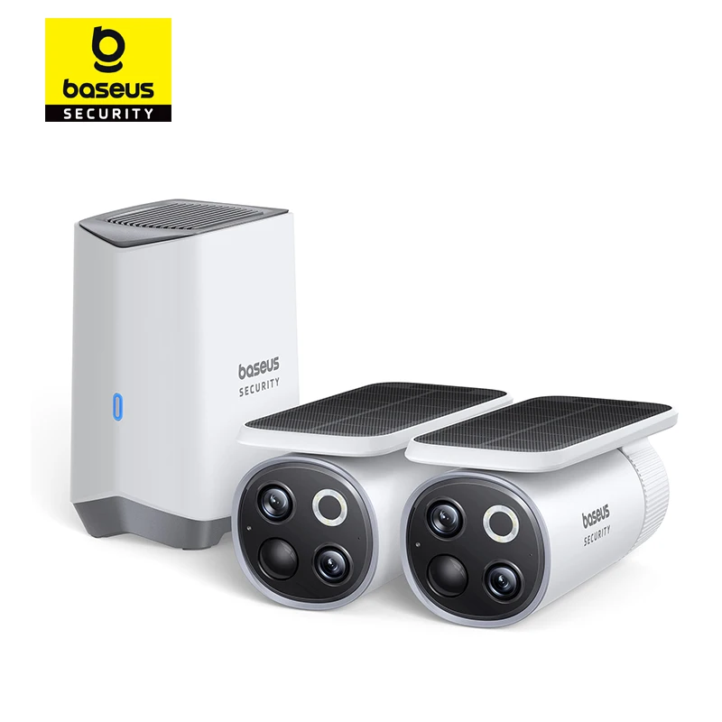 סט זוג מצלמות אבטחה חיצוניות סולאריות Baseus Security S1 Pro 3K כולל רכזת